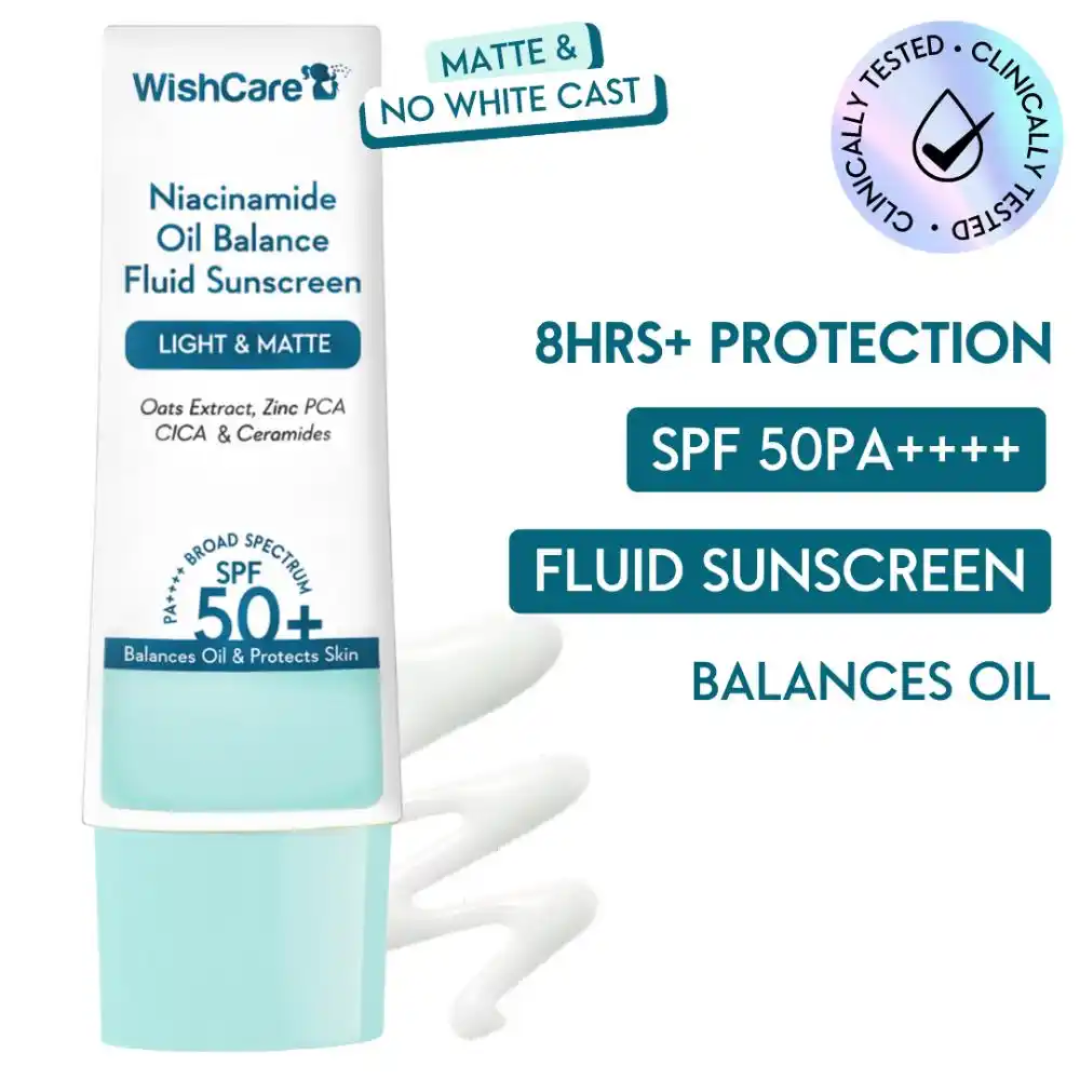 Wish Care Niacinamide Oil Balance Fluid Sunscreen | SPF50 PA++++| For All Skin Types