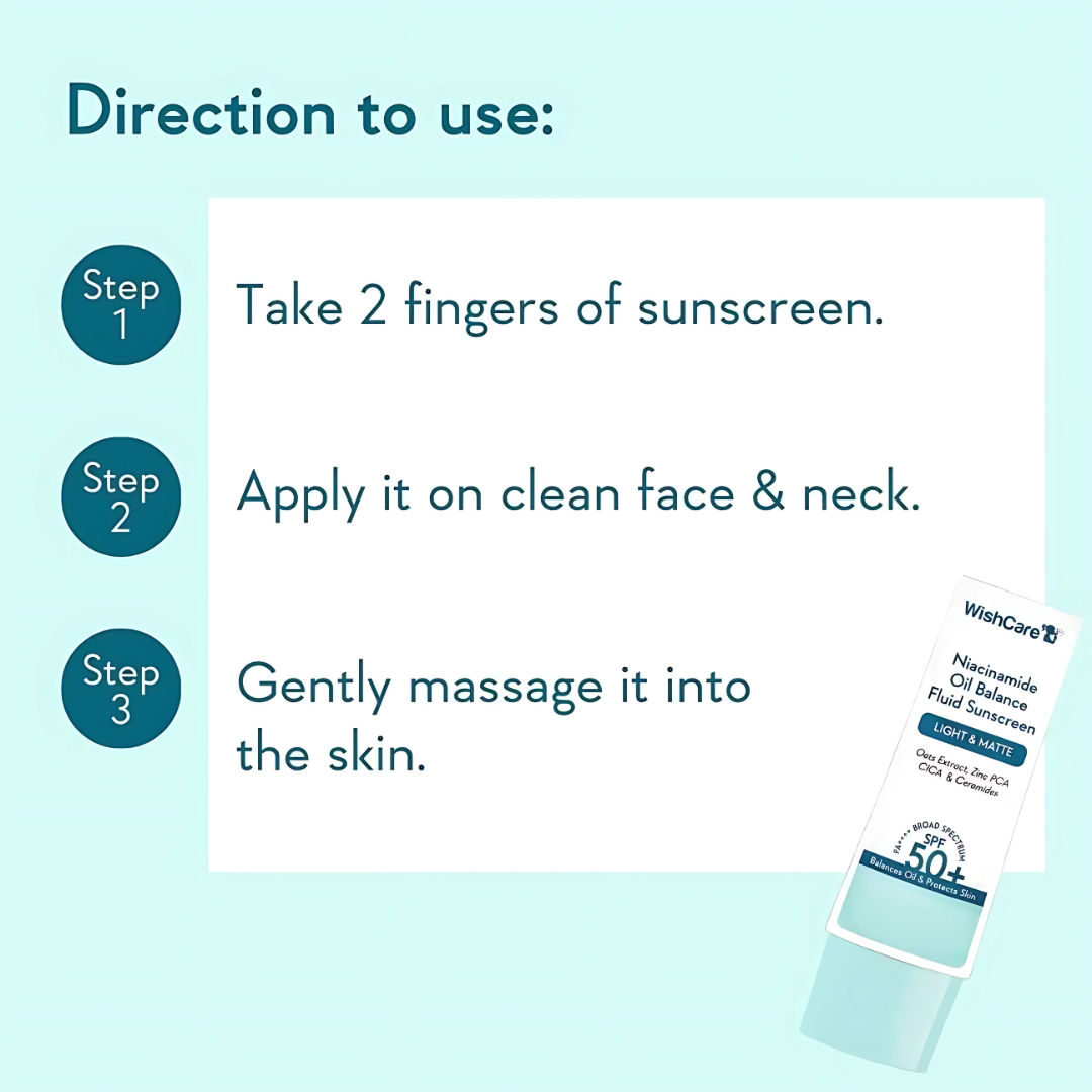 Wish Care Niacinamide Oil Balance Fluid Sunscreen | SPF50 PA++++| For All Skin Types