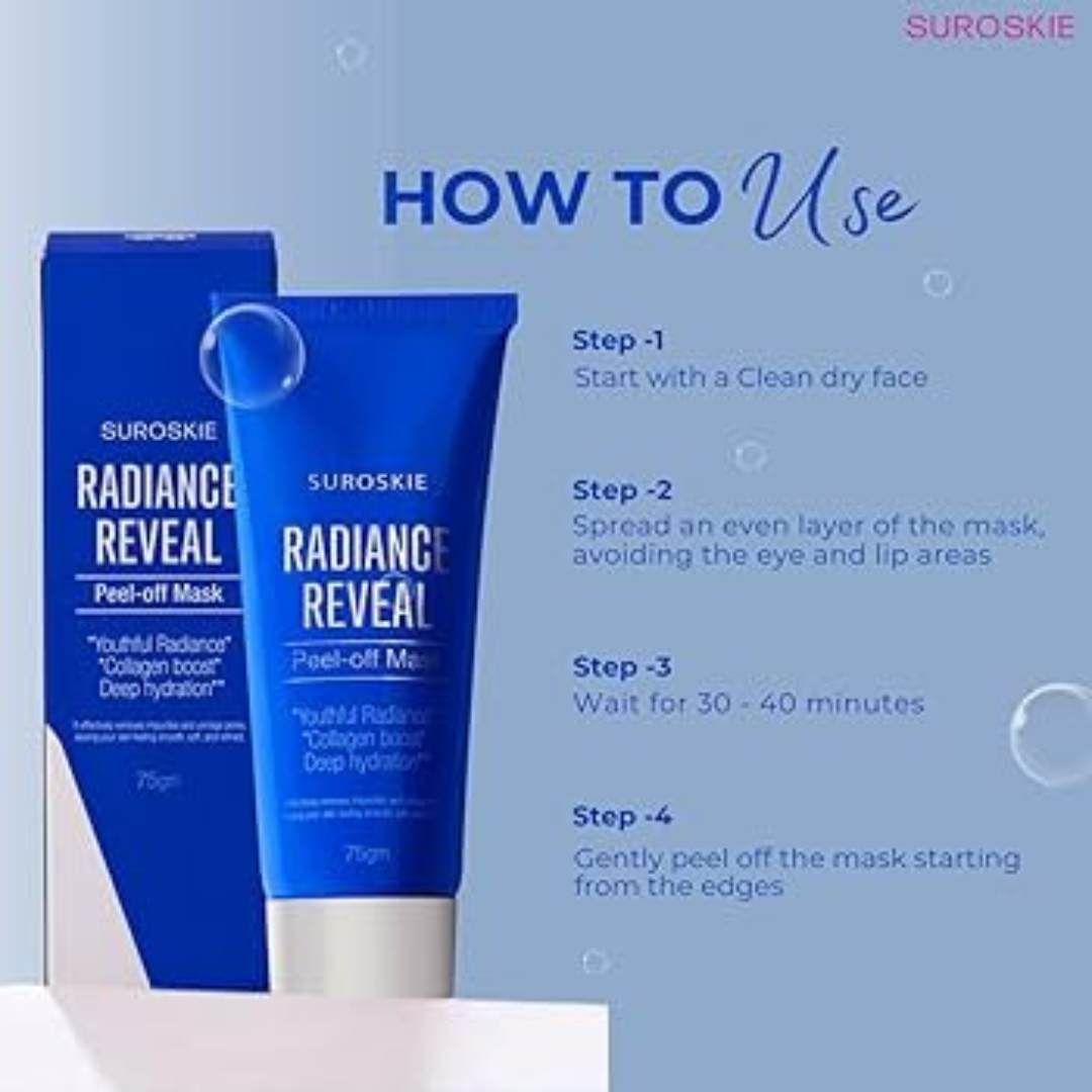 SUROSKIE Radiance Reveal Peel-Off Mask - Instant Youthful Glow & Deep Hydration