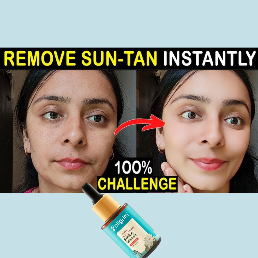 Pilgrim 25% AHA + 2% BHA + 5% PHA Peeling Solution Face Serum for Exfoliation|10 Minutes DeTan Challenge
