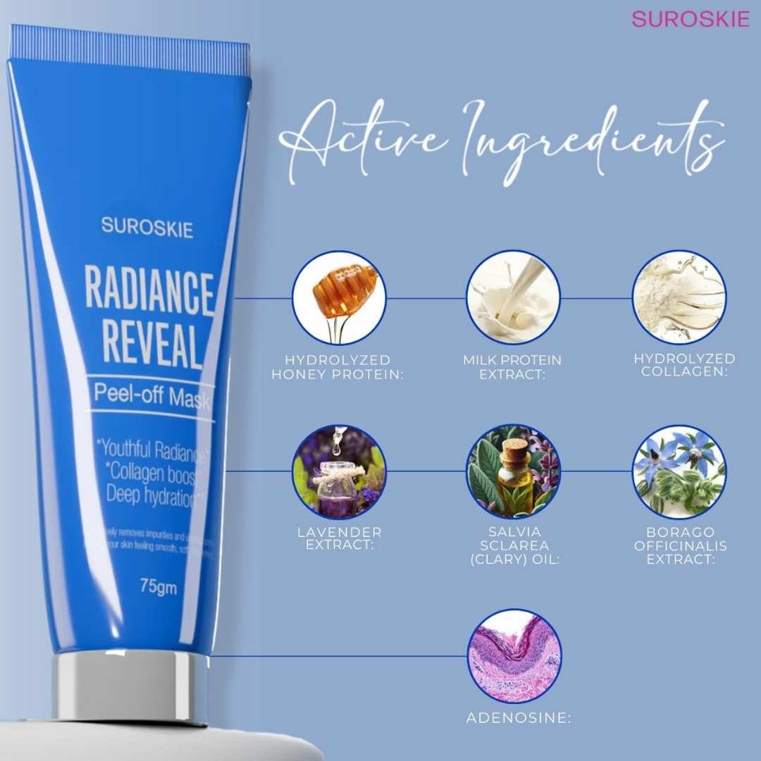 SUROSKIE Radiance Reveal Peel-Off Mask - Instant Youthful Glow & Deep Hydration